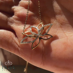 Diamond Lotus Necklace | 14K Gold Pendant