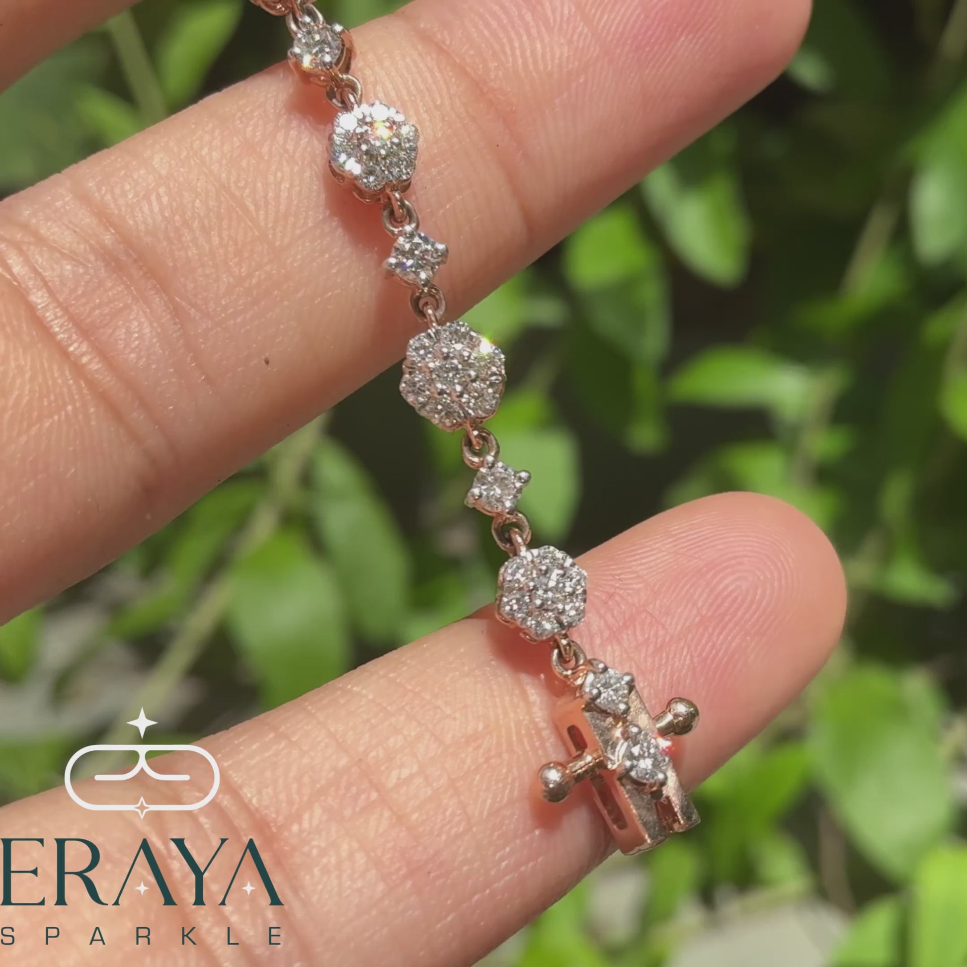 360 view of Eraya vintage floral lab grown tennis bracelet in rose gold