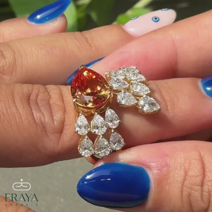 Luxury gold statement ring with lab-grown diamonds