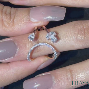 360-degree rotation of floral lab-grown diamond ring showcasing vine design and sparkle