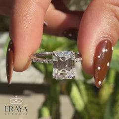Emerald Diamond Ring Hidden Halo Pavé