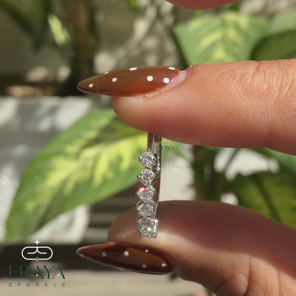 Rose Gold Engagement Ring – Curved Lab Diamond Wedding Band