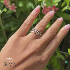 Marquise Diamond Ring – Stackable Bridal Set