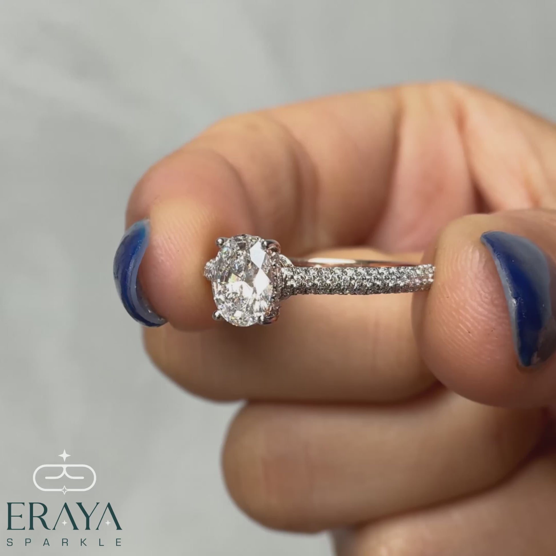 Handcrafted ethical oval engagement ring in rose gold