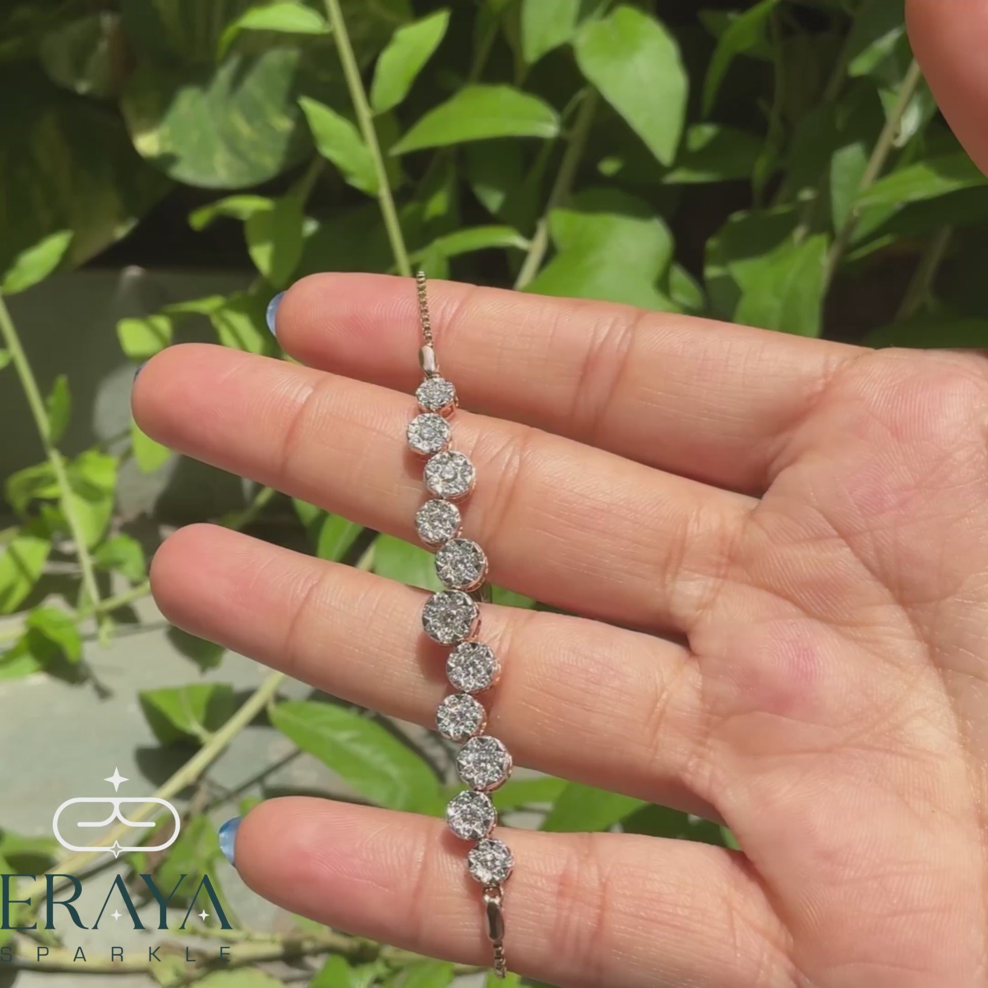 360 view of Eraya adjustable lab grown diamond tennis bracelet