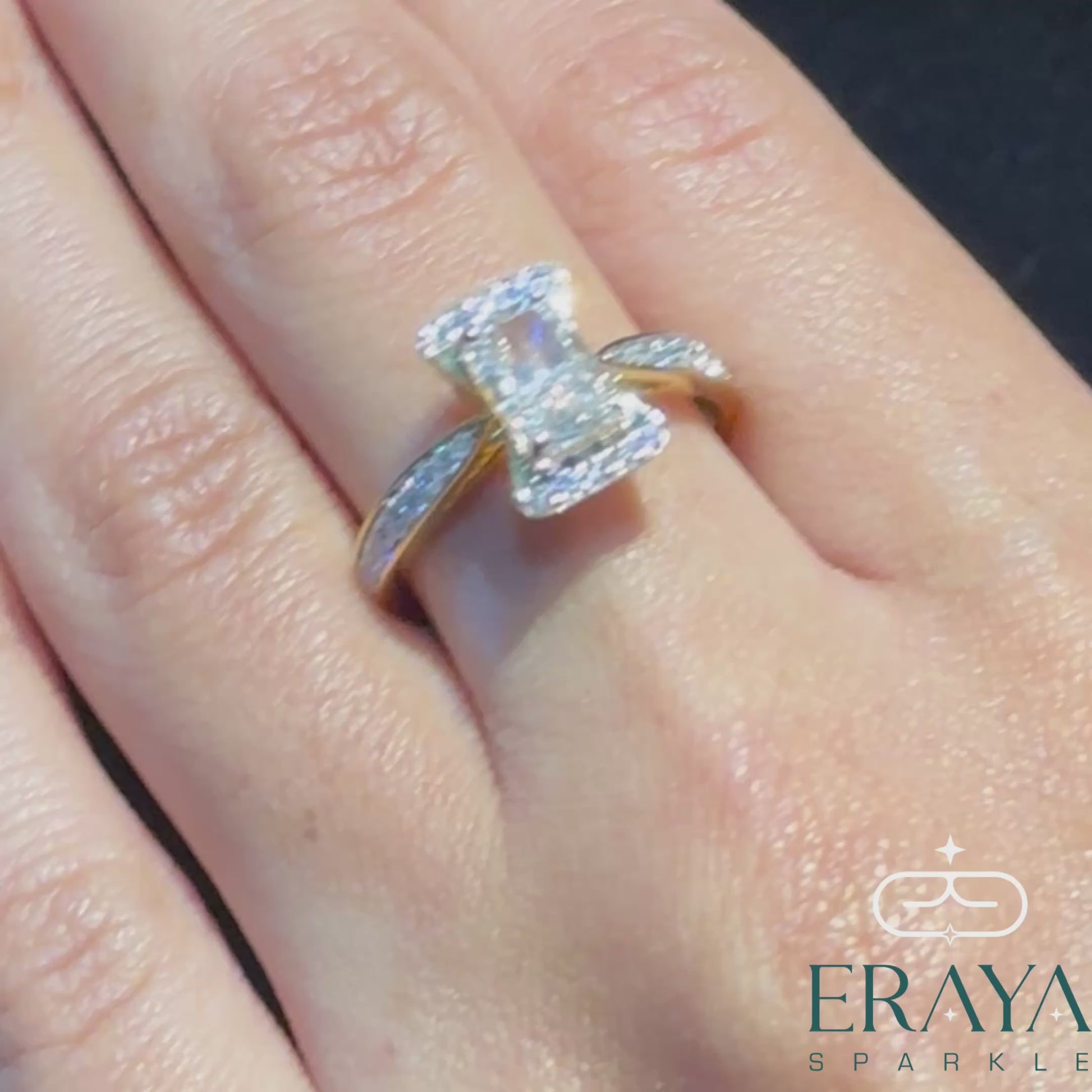 custom yellow gold radiant cut engagement ring detailed setting