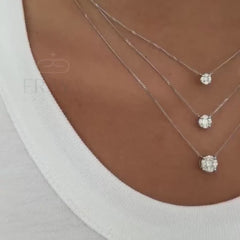 Solitaire Diamond Necklace in Solid 14K Gold