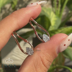 Twisted Hoop Earrings with Pear Diamond Cluster