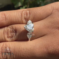Heart With Pear Diamond Engagement Ring | Three Stone Ring