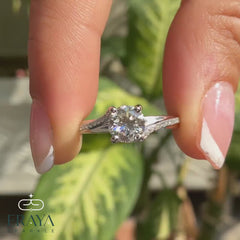 Twisted Band Engagement Ring with Lab Diamond