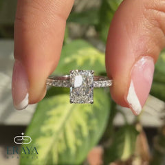 Radiant Cut Engagement Ring | Pave Lab Diamond