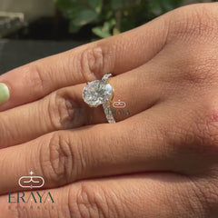 Oval Engagement Ring with Pave Gold Band