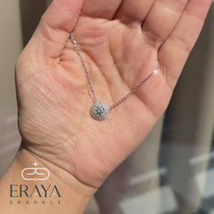 Diamond Halo Pendant | Round Cut Necklace