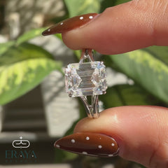 Emerald Cut Engagement Rings Gold – 3.62 CT Split Shank Solitaire