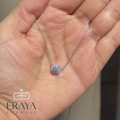 Halo Diamond Necklace | Round Lab Diamond