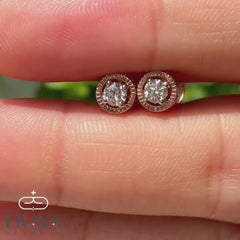 Diamond Stud Earrings | Sunburst Bezel Gold