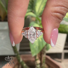 Solitaire Marquise Diamond Ring in Gold