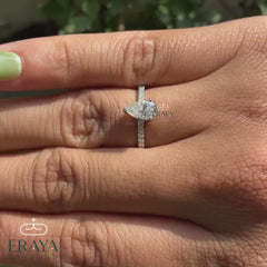 Diamond Pear Cut Ring with Hidden Halo