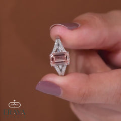 Pave Engagement Ring | Pink Emerald Diamond