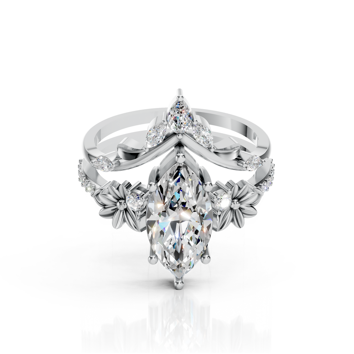 Marquise Diamond Ring with Nature V Band