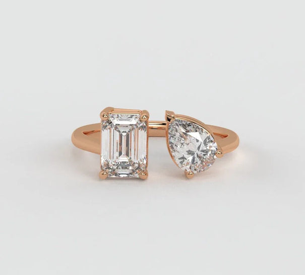 Emerald & Pear Ring – Lab-Grown Diamond Ring - Ring