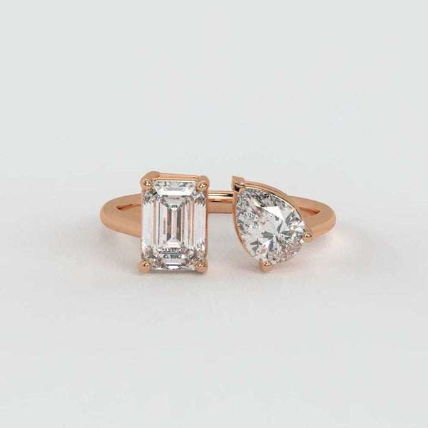 Emerald & Pear Ring – Lab-Grown Diamond Ring - Ring