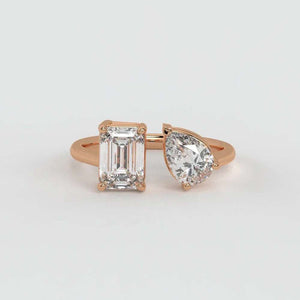 Emerald & Pear Ring – Lab-Grown Diamond Ring - Ring