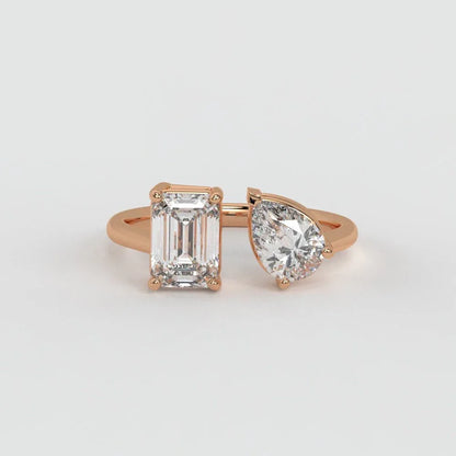 Emerald & Pear Ring – Lab-Grown Diamond Ring - erayasparkle