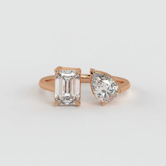 Emerald & Pear Ring – Lab-Grown Diamond Ring - erayasparkle