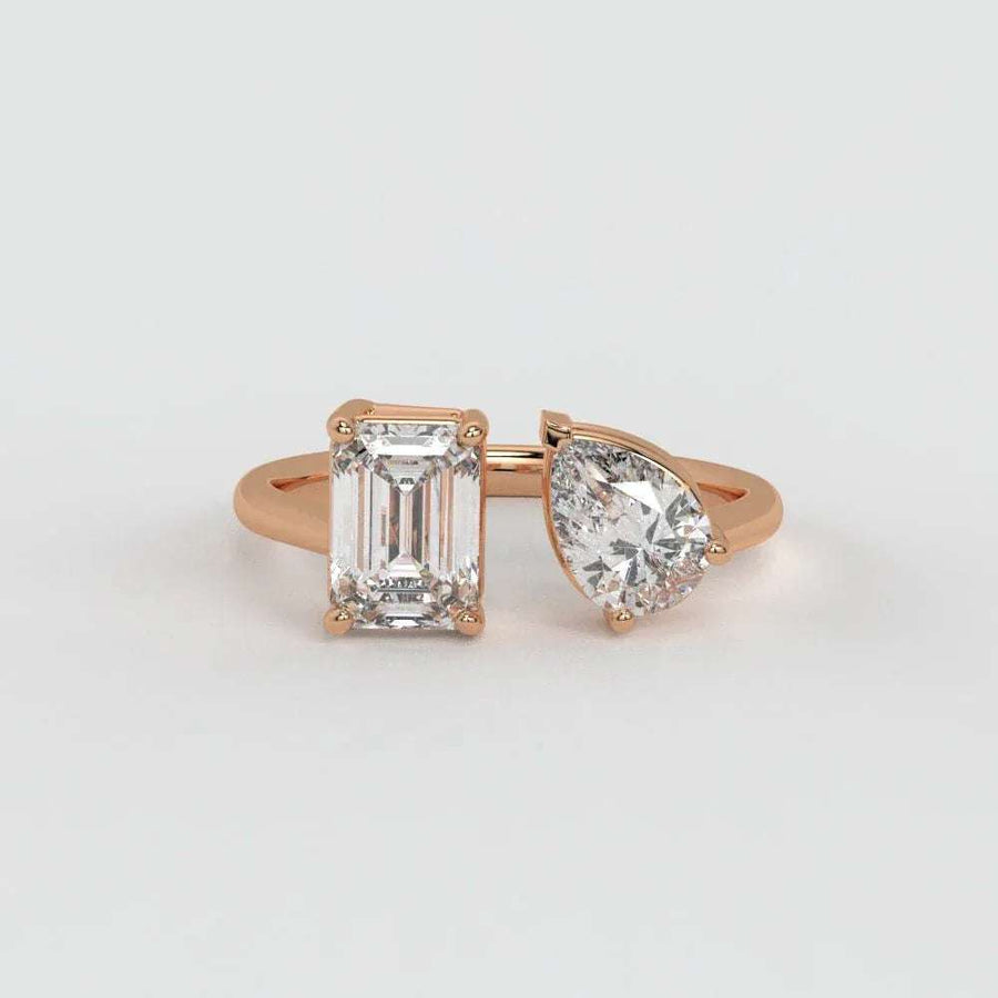 Emerald & Pear Ring – Lab-Grown Diamond Ring - Ring