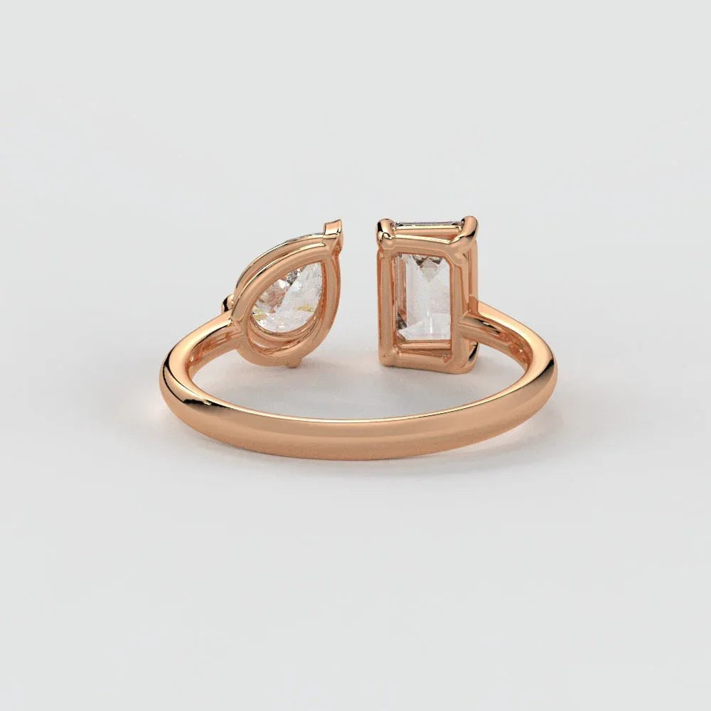 Emerald & Pear Ring – Lab-Grown Diamond Ring - erayasparkle