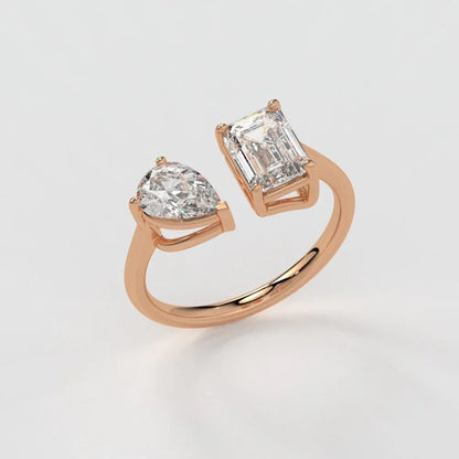 Emerald & Pear Ring – Lab-Grown Diamond Ring - erayasparkle