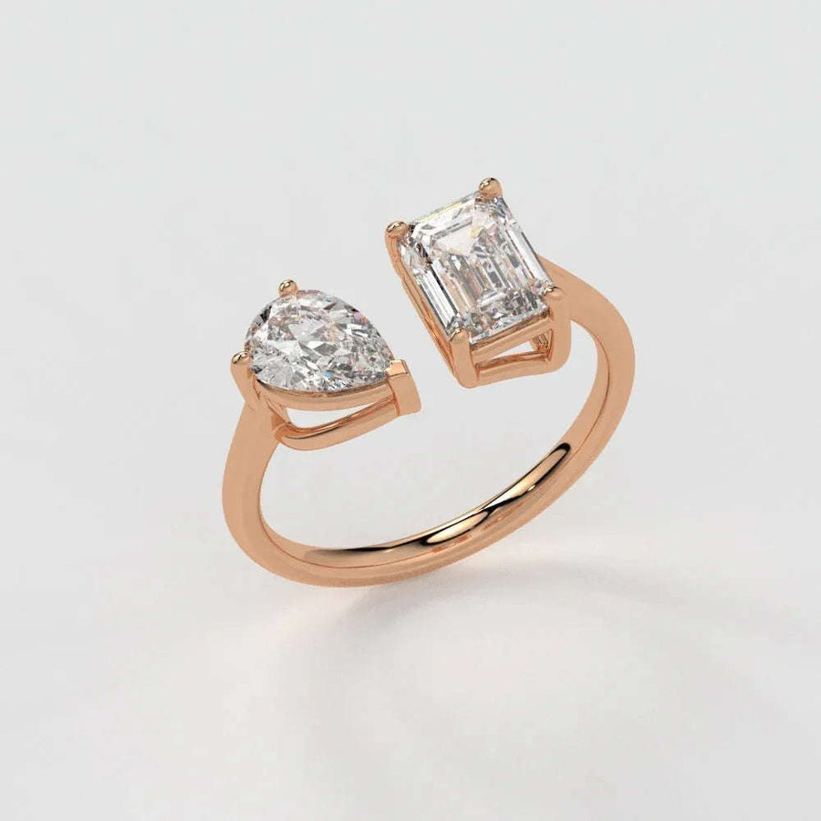 Emerald & Pear Ring – Lab-Grown Diamond Ring - Ring