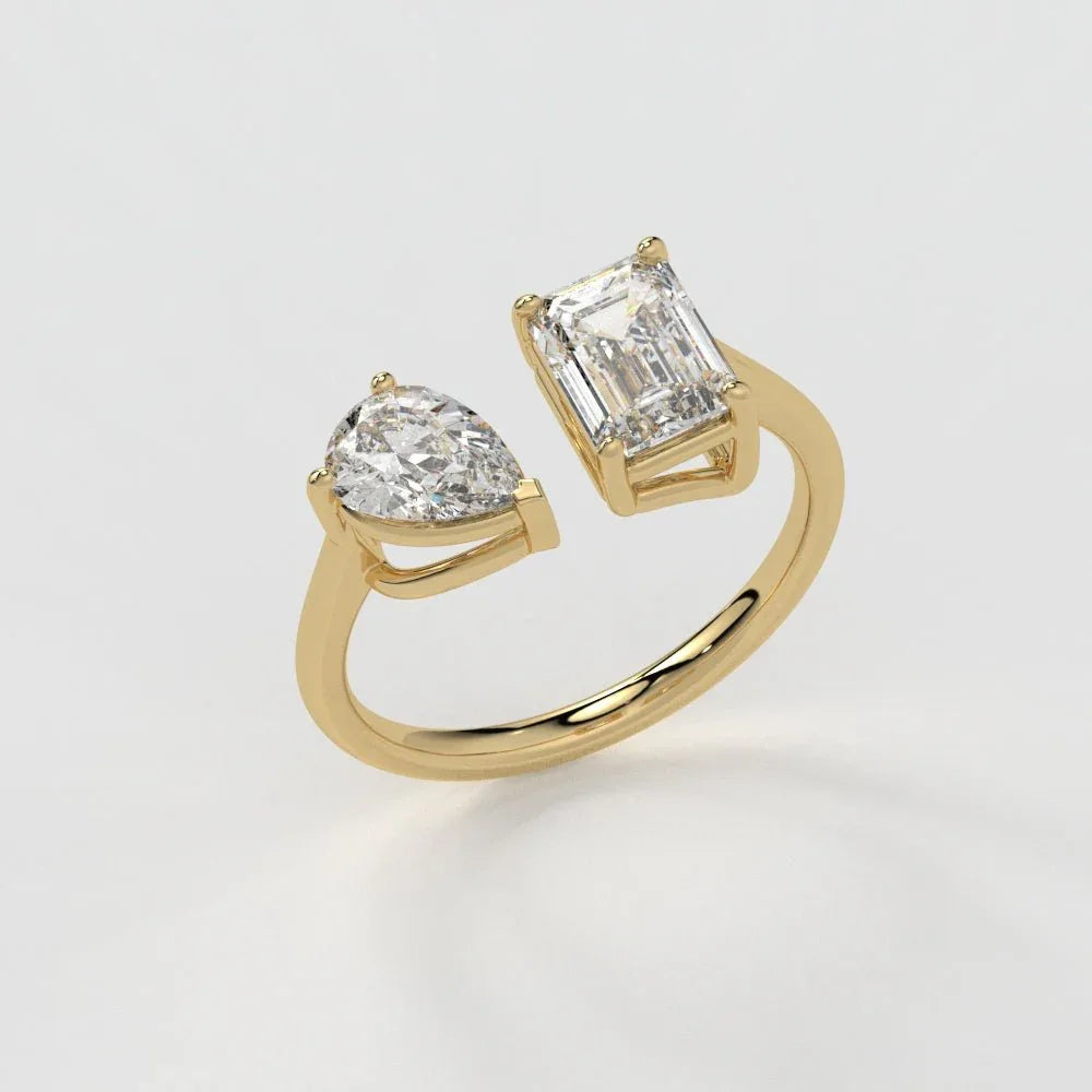 Emerald & Pear Ring – Lab-Grown Diamond Ring - erayasparkle