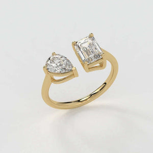 Emerald & Pear Ring – Lab-Grown Diamond Ring - Ring
