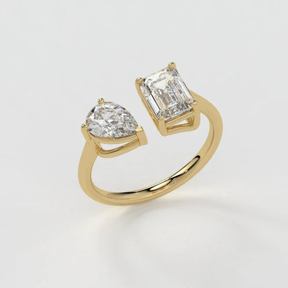 Emerald & Pear Ring – Lab-Grown Diamond Ring - erayasparkle