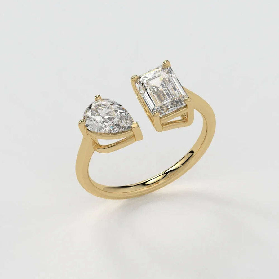 Emerald & Pear Ring – Lab-Grown Diamond Ring - Ring