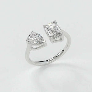 Emerald & Pear Ring – Lab-Grown Diamond Ring - Ring