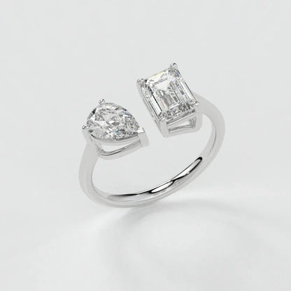 Emerald & Pear Ring – Lab-Grown Diamond Ring - erayasparkle