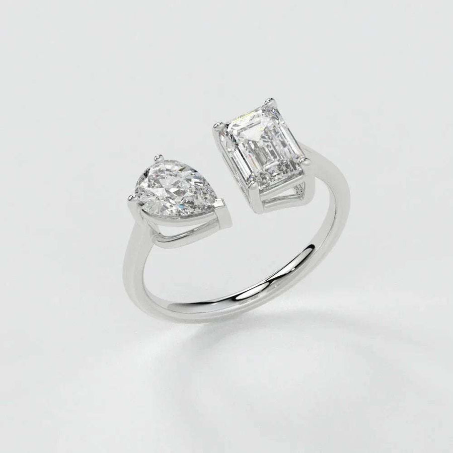Emerald & Pear Ring – Lab-Grown Diamond Ring - Ring